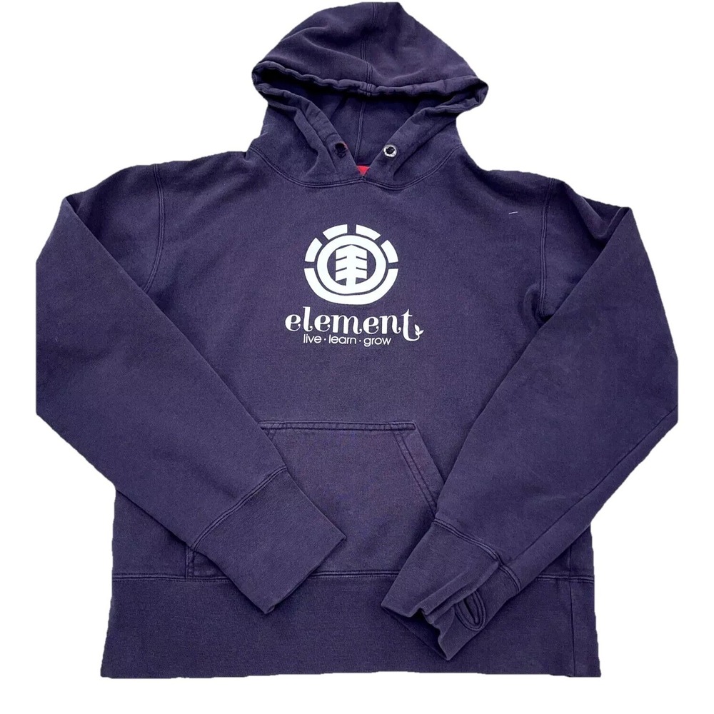Vintage Y2K Element Hoodie Women Large Purple‎ White Sweatshirt Sweater Skate *